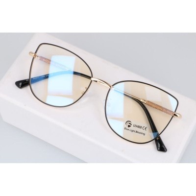 Okulary kocie do komputera damskie z filtrem BLUE Light zerówki 2576 czarny/złoty