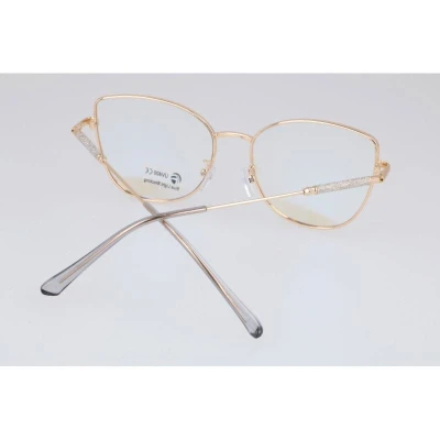 Okulary kocie do komputera damskie z filtrem BLUE Light zerówki 2576-1 szary/złoty