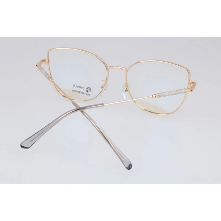 Okulary kocie do komputera damskie z filtrem BLUE Light zerówki 2576-1 szary/złoty