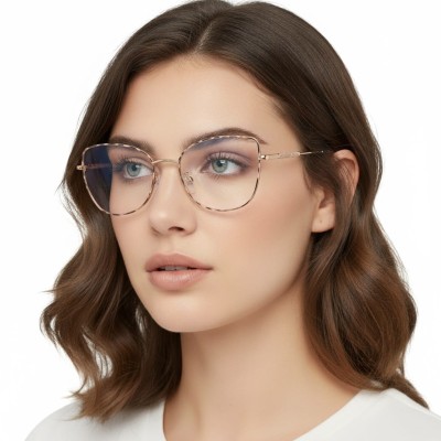 Okulary kocie do komputera damskie z filtrem BLUE Light zerówki 2576-3 panterka/złoty