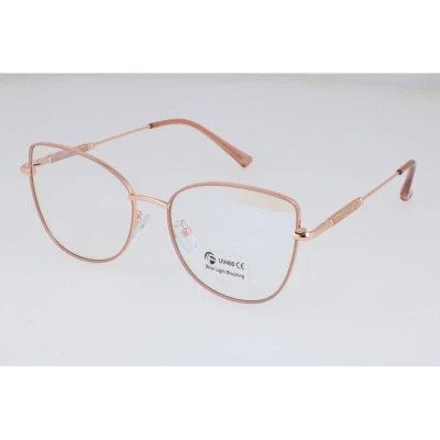 Okulary kocie do komputera damskie z filtrem BLUE Light zerówki 2576-4 brudny róż/złoty