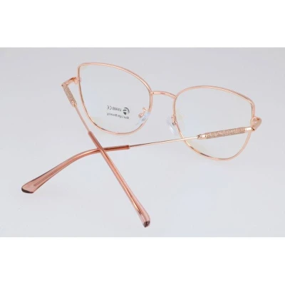 Okulary kocie do komputera damskie z filtrem BLUE Light zerówki 2576-4 brudny róż/złoty