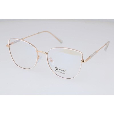 Okulary kocie do komputera damskie z filtrem BLUE Light zerówki 2576-5 biały/złoty
