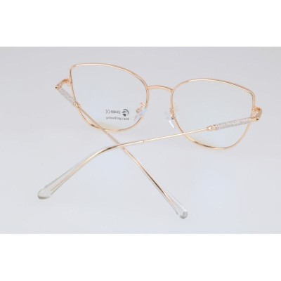 Okulary kocie do komputera damskie z filtrem BLUE Light zerówki 2576-5 biały/złoty
