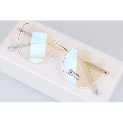 Okulary kocie do komputera damskie z filtrem BLUE Light zerówki 2576-5 biały/złoty