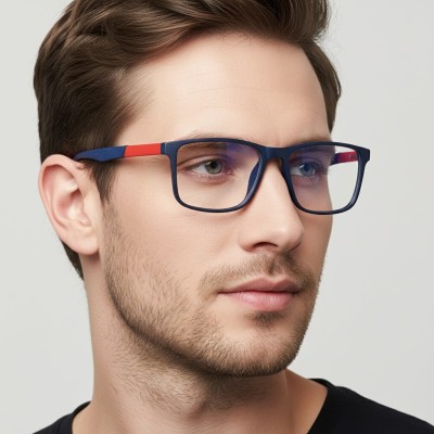 Męskie okulary zerówki do komputera BLUE LIGHT z flexami 25133C granat/czerwień