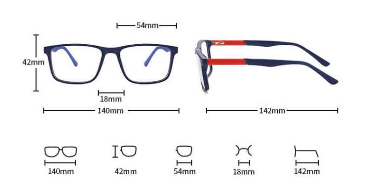 Męskie okulary zerówki do komputera BLUE LIGHT z flexami 25133C granat/czerwień