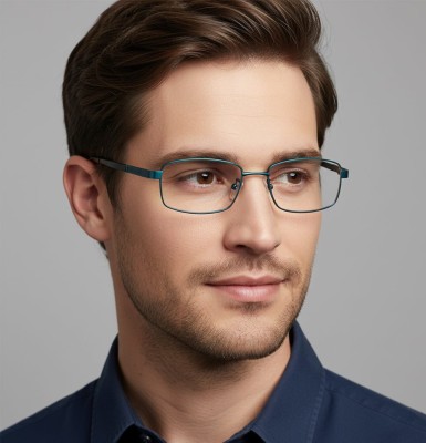 Męskie oprawki korekcyjne zerówki okulary prostokątne metalowe 659E Niebieskie