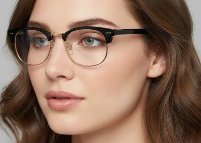 Okulary zerówki owalne oprawki korekcyjne 879 czarny/złoty