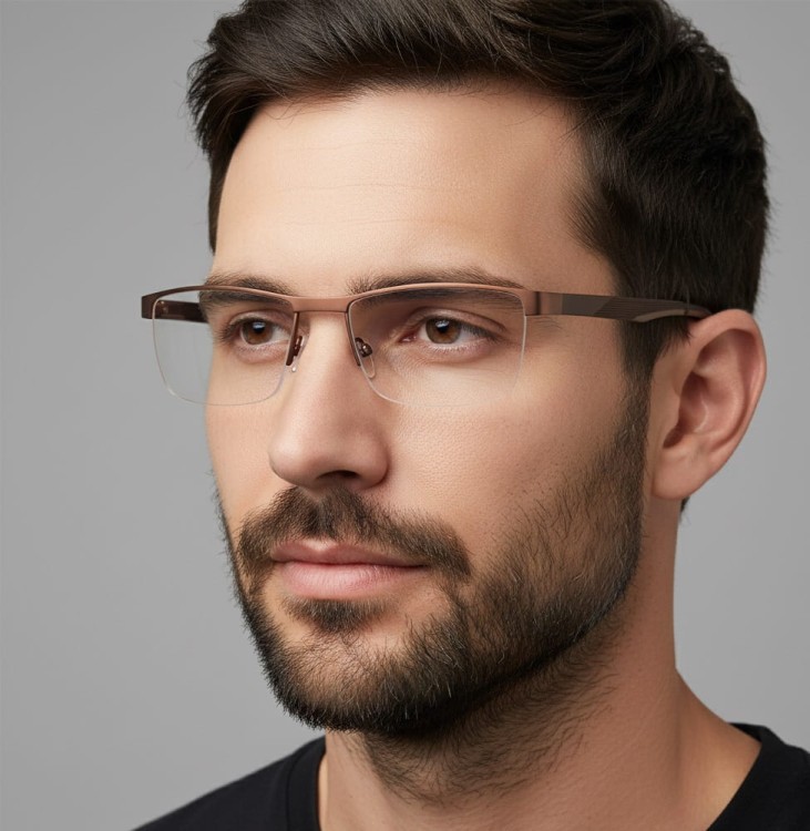 Męskie żyłkowe oprawki korekcyjne okulary zerówki 982G fioletowy/czarny 