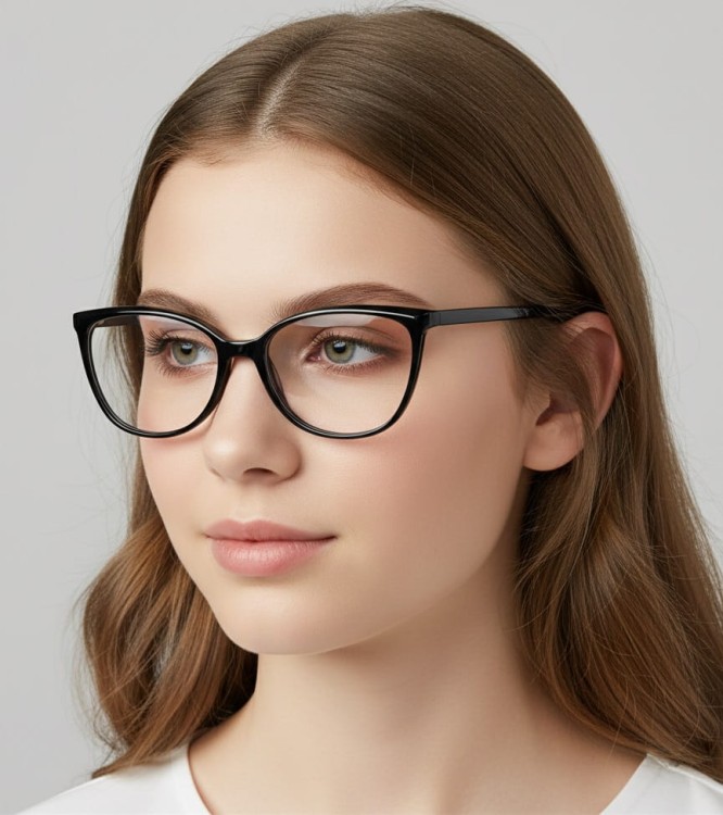 Okulary zerówki Kocie oczy oprawki korekcyjne medium AM67B granat