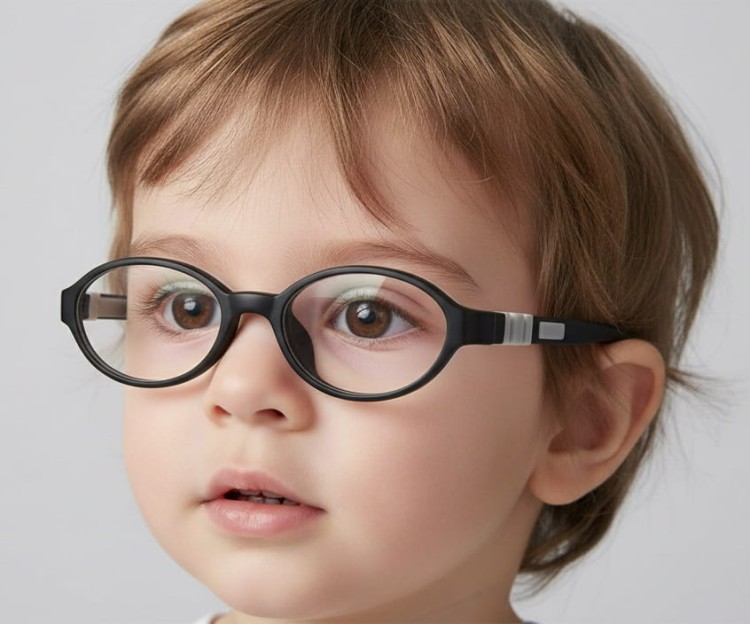 Elastyczne dziecięce oprawki okularowe zerówki owalne + gumka Sunoptic K3C czarne
