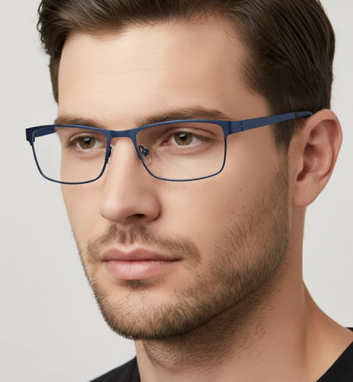 Męskie oprawki korekcyjne zerówki okulary prostokątne M3A  czarny/granatowy