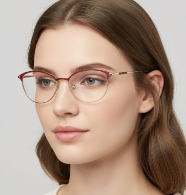 Okulary damskie zerówki kocie oprawki korekcyjne medium M295C bordowy/złoty