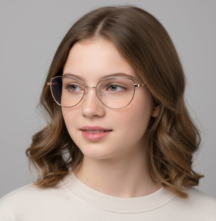 Okulary zerówki oprawki korekcyjne kocie oczy z teleskopami medium M296C granat/srebrny