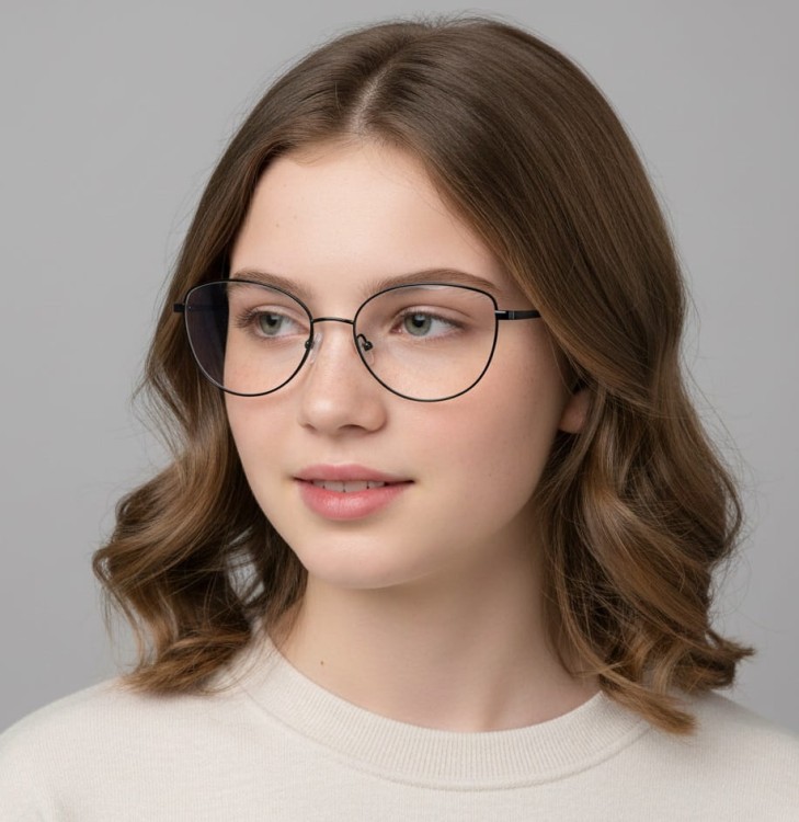 Okulary zerówki oprawki korekcyjne kocie oczy z teleskopami medium M296F brąz/złoty