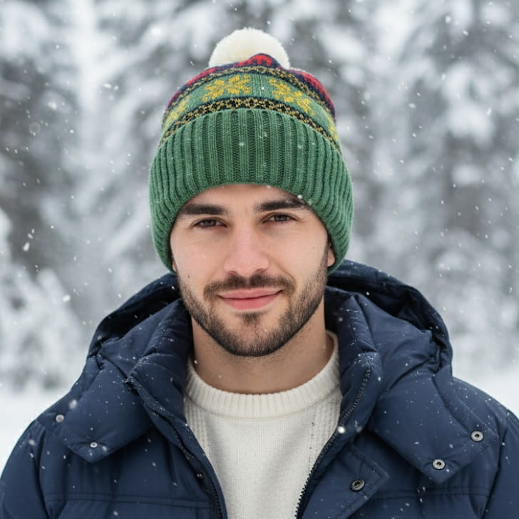 Swiateczna-CZAPKA-ZIMOWA-z-POMPONEM-Zielona-Miekka-OCIEPLANA-meska-damska-Model-ST-563C.jpeg