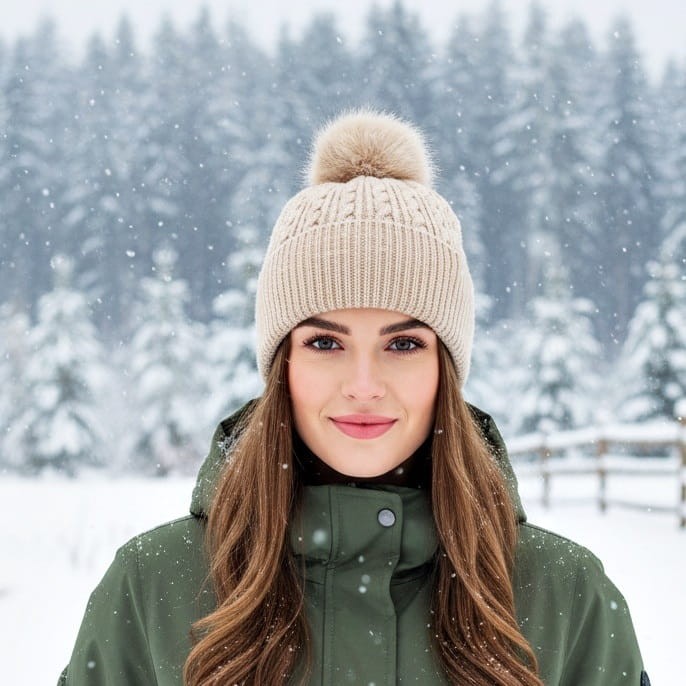 Czarna Damska CZAPKA ZIMOWA Z POMPONEM ST-564A-.jpg