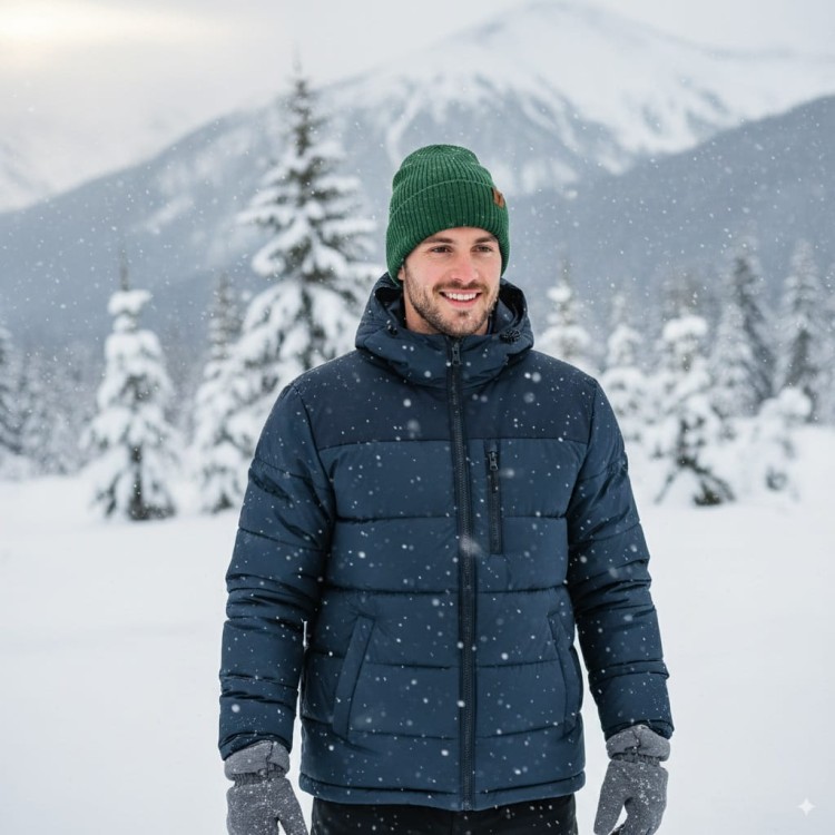 Ciepła Męska czapka zimowa Zielona L/XL ST-538E