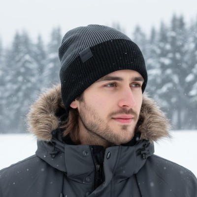 Męska Czapka Zimowa ocieplana polarem - L/XL 2MORO ST-561 kolor czarny