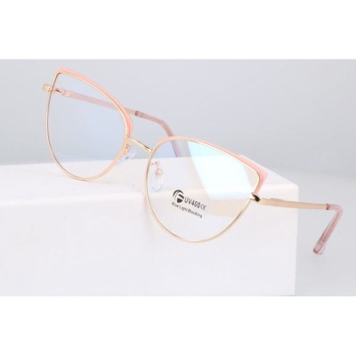 Okulary kocie do komputera damskie z filtrem BLUE Light zerówki 2586-2 złoty/róż