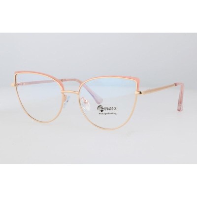 Okulary kocie do komputera damskie z filtrem BLUE Light zerówki 2586-2 złoty/róż