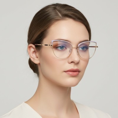 Okulary kocie do komputera damskie z filtrem BLUE Light zerówki 2586-4 złoty/fiolet