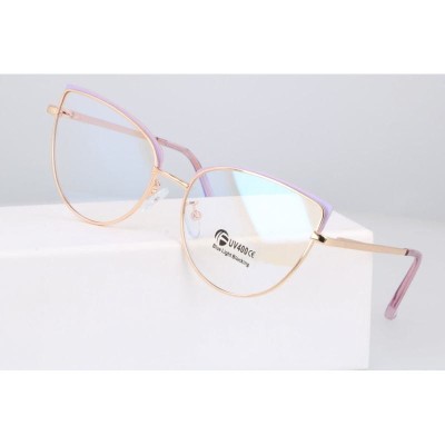 Okulary kocie do komputera damskie z filtrem BLUE Light zerówki 2586-4 złoty/fiolet