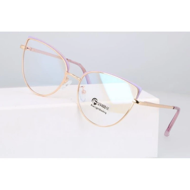 Okulary kocie do komputera damskie z filtrem BLUE Light zerówki 2586-4 złoty/fiolet