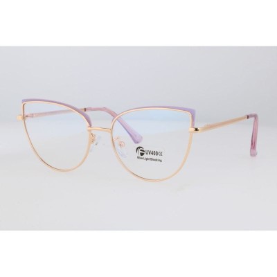 Okulary kocie do komputera damskie z filtrem BLUE Light zerówki 2586-4 złoty/fiolet