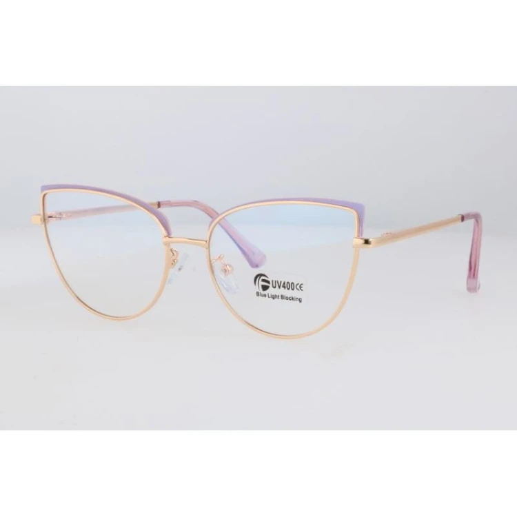 Okulary kocie do komputera damskie z filtrem BLUE Light zerówki 2586-4 złoty/fiolet