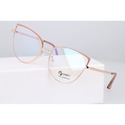 Okulary kocie do komputera damskie z filtrem BLUE Light zerówki 2586-5 złoty/brudny róż