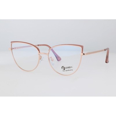 Okulary kocie do komputera damskie z filtrem BLUE Light zerówki 2586-5 złoty/brudny róż