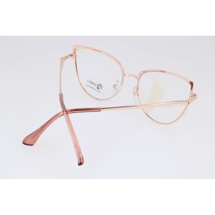Okulary kocie do komputera damskie z filtrem BLUE Light zerówki 2586-5 złoty/brudny róż