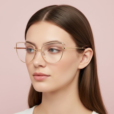 Złote Okulary kocie do komputera damskie z filtrem BLUE Light zerówki 2586-6