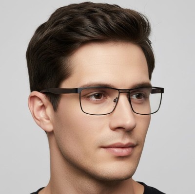 Męskie oprawki korekcyjne zerówki okulary prostokątne metalowe 880 czarne