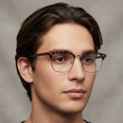 Oprawki korekcyjne zerówki okulary półramki 886F panterkowo-grafitowe