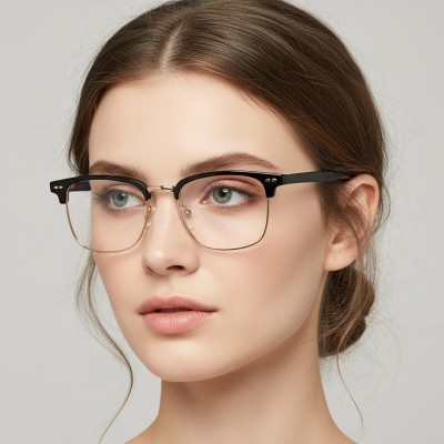 Oprawki korekcyjne zerówki okulary półramki 886D czarne