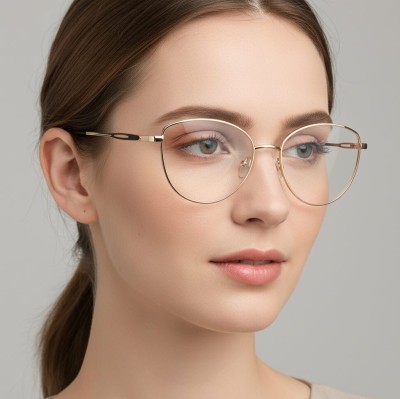 Damskie okulary zerówki oprawki korekcyjne kocie oczy Flex 888 złoto-czarne