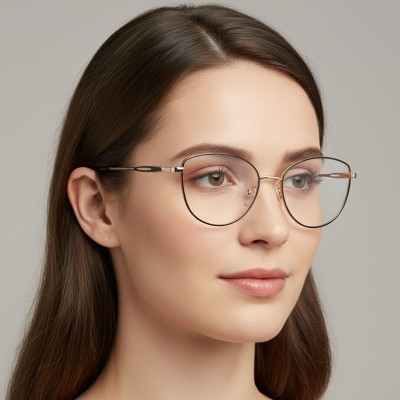 Damskie okulary zerówki oprawki korekcyjne kocie oczy Flex 888A Gold/Black