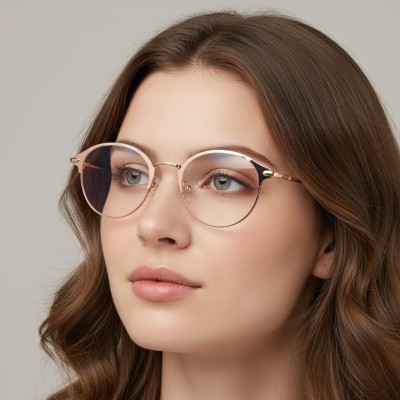 Oprawki korekcyjne Stalowe zerówki okulary pełne okrągłe FLEX MM605C złote