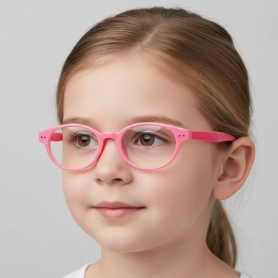 Okulary dziecięce zerówki owalne oprawki korekcyjne PK14B różowe