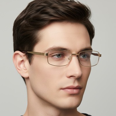 Męskie Oprawki korekcyjne zerówki okulary metalowe 639B złote