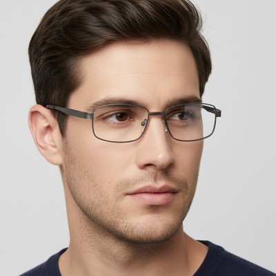 Męskie Oprawki korekcyjne zerówki okulary metalowe 639D czarne