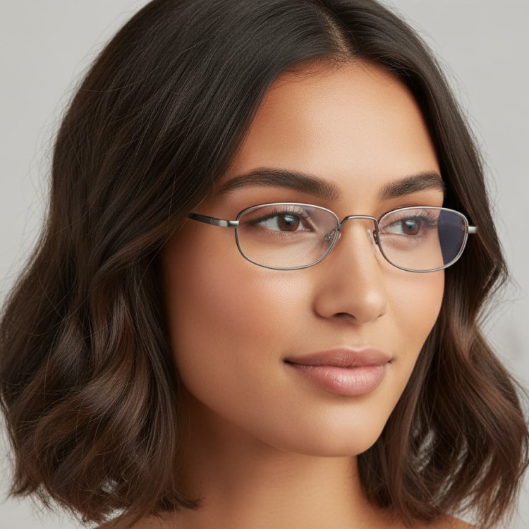 Wąskie oprawki korekcyjne zerówki okulary metalowe z uchwytem 784D srebrne
