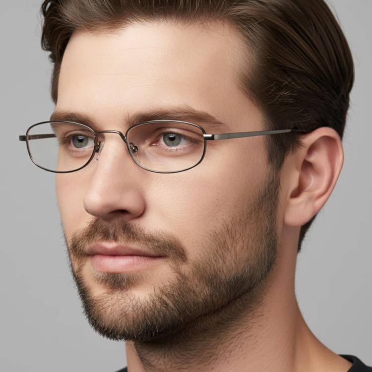 Wąskie oprawki korekcyjne zerówki okulary metalowe z uchwytem 784D srebrne