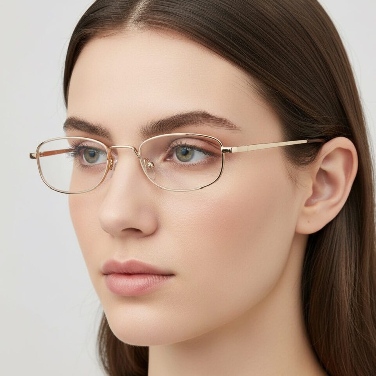 Wąskie oprawki korekcyjne zerówki okulary metalowe z uchwytem 784D srebrne