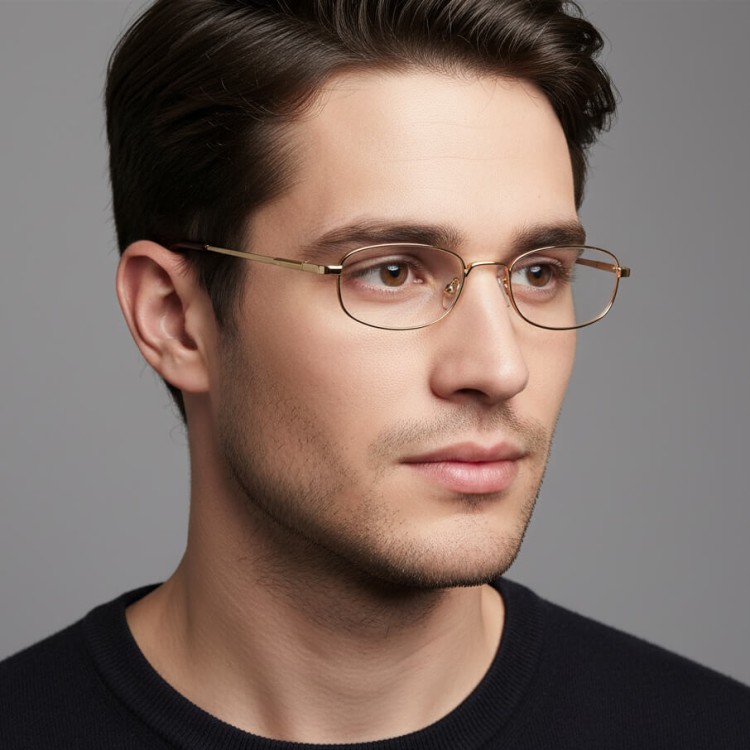 Wąskie oprawki korekcyjne zerówki okulary metalowe z uchwytem 784D srebrne