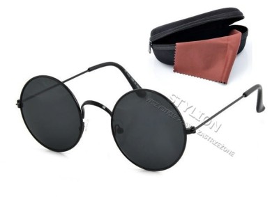 Okulary lenonki czarne przeciwsłoneczne hippie retro + etui 2024