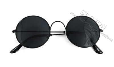 Okulary lenonki czarne przeciwsłoneczne hippie retro + etui 2024